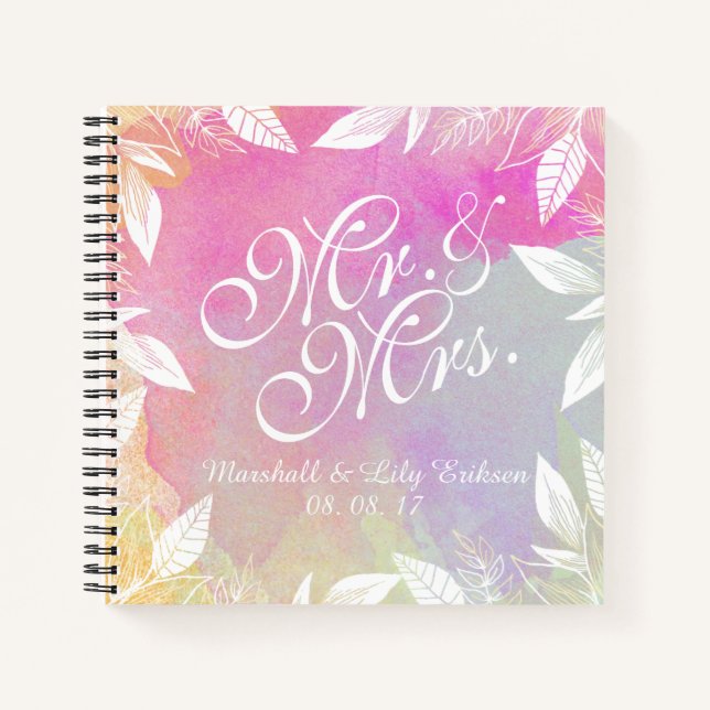 Personalisiert Watercolor Wedbook Notizbuch (Vorderseite)
