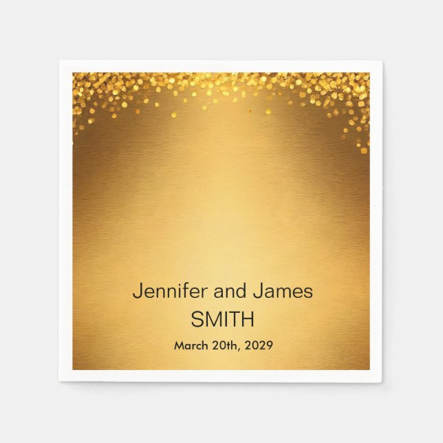 Personalisiert Wedding Gold Confetti Glitzer Serviette (Vorderseite)