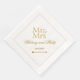 Personalisiert Wedding Mr. Mrs. Gold Serviette