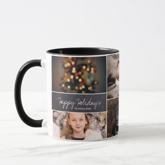 Personalisiert, Weihnachten, Collage 6 Fotos, Tasse (Links)