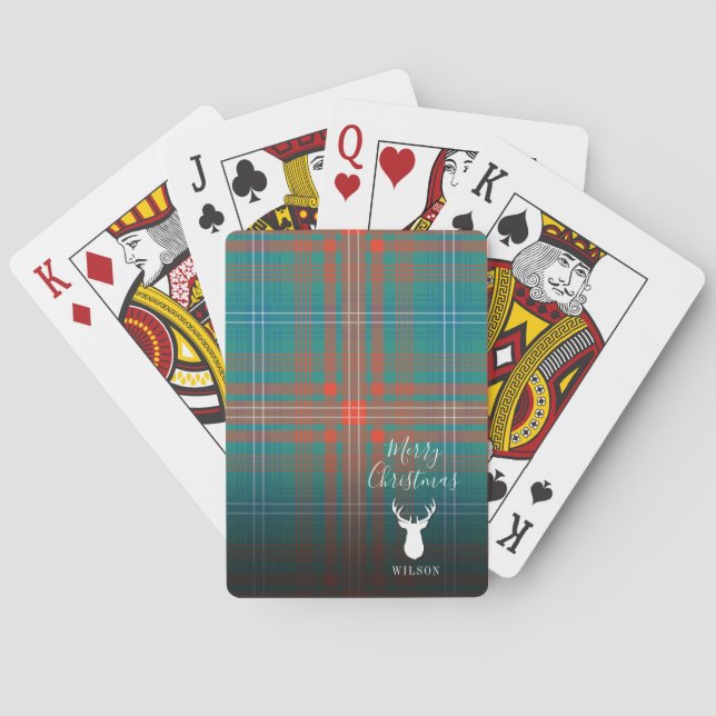 Personalisiert Weihnachten Tartan Clan Wilson Kari Spielkarten (Rückseite)