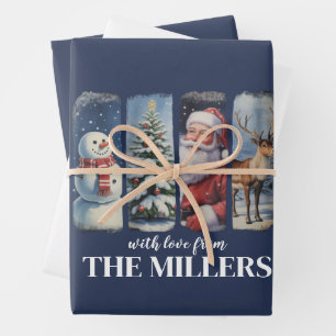 Personalisiert Weihnachten Vintager Weihnachtsmann Geschenkpapier Set