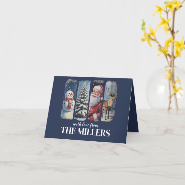 Personalisiert Weihnachten Vintager Weihnachtsmann Karte (Gelbe Blume)
