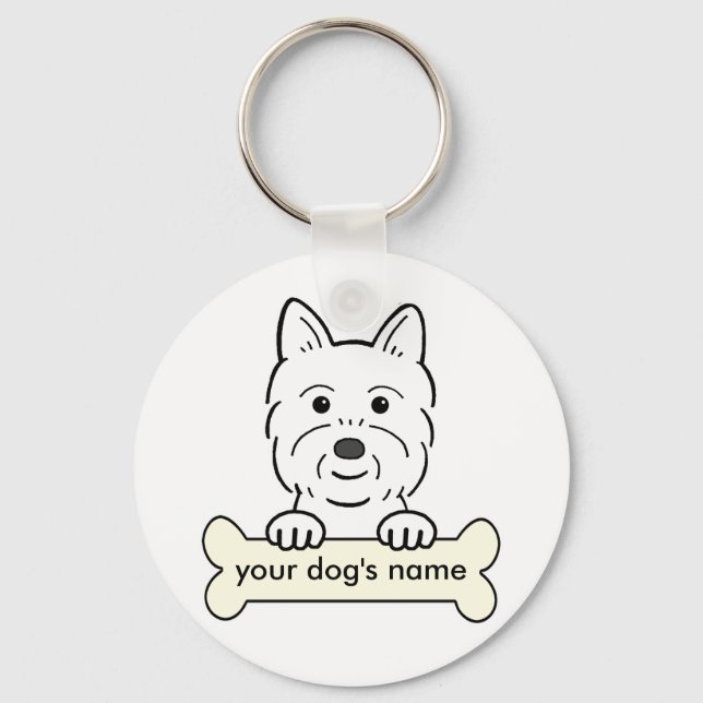Personalisiert Westie Schlüsselanhänger (Vorderseite)
