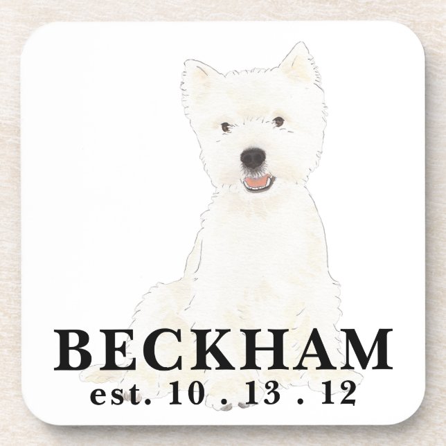 Personalisiert Westie West Highland Terrier Getränkeuntersetzer (Vorderseite)