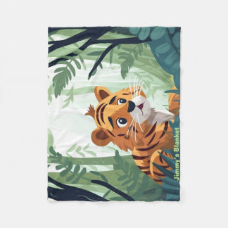 Personalisiert Whimsical Woodland Baby Tiger Fleecedecke
