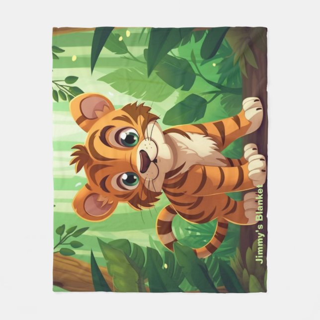 Personalisiert Whimsical Woodland Baby Tiger Fleecedecke (Vorderseite)