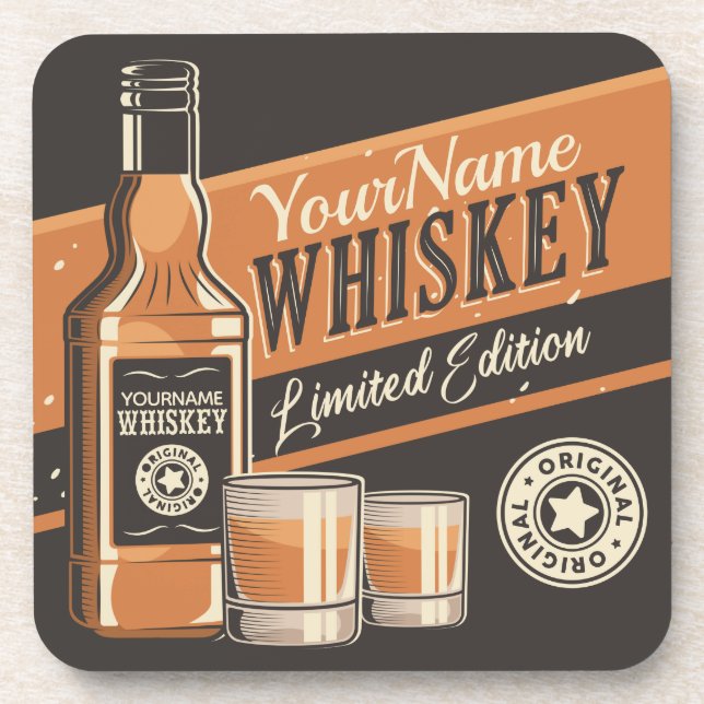 Personalisiert Whiskey Liquor Flasche Western Bar Getränkeuntersetzer (Vorderseite)