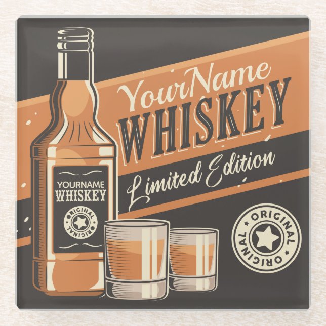 Personalisiert Whiskey Liquor Flasche Western Bar Glasuntersetzer (Vorderseite)