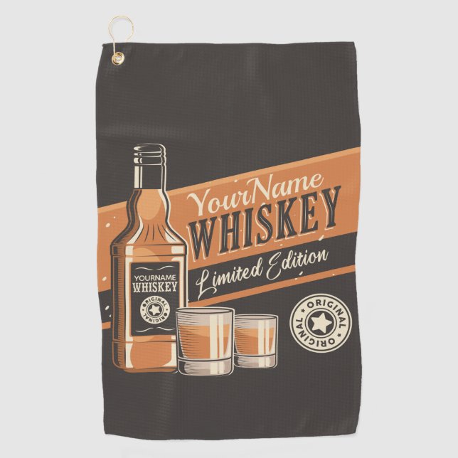 Personalisiert Whiskey Liquor Flasche Western Bar Golfhandtuch (Vorderseite)