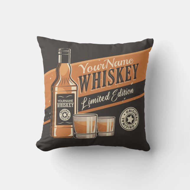 Personalisiert Whiskey Liquor Flasche Western Bar Kissen (Vorderseite)