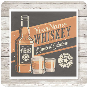 Personalisiert Whiskey Liquor Flasche Western Bar Serviette