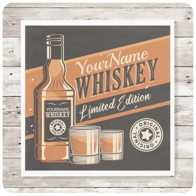 Personalisiert Whiskey Liquor Flasche Western Bar Serviette (Von Creator hochgeladen)