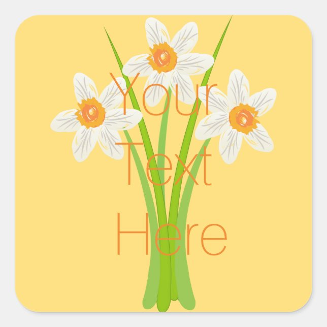 Personalisiert White Daffodils Gardener Florist Quadratischer Aufkleber (Vorderseite)