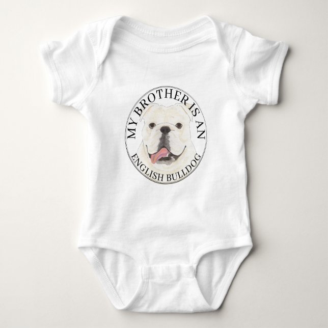 Personalisiert White English Bulldog Dog Baby Strampler (Vorderseite)