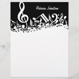 Personalisiert White Jumbled Musical Notes on Blac