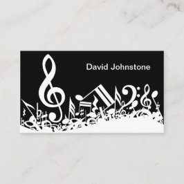 Personalisiert White Jumbled Musical Notes on Blac Visitenkarte