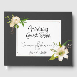 Personalisiert White Lilies Wedding Gästebuch