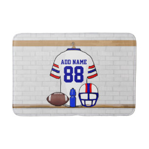 Personalisiert White Red Blue Football Jersey Badematte