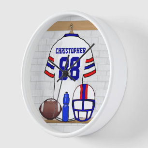 Personalisiert White Red Blue Football Jersey Uhr