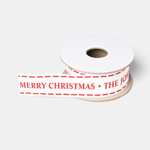 Personalisiert White Red Frohe Weihnachten Ripsband