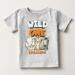 Personalisiert Wild One Comic Safari Erster Geburt Baby T-shirt