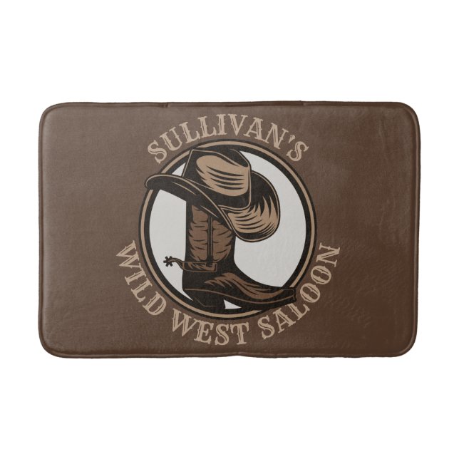 Personalisiert Wild West Saloon Western Cowboy Boo Badematte (Vorderseite)