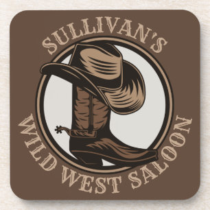 Personalisiert Wild West Saloon Western Cowboy Boo Getränkeuntersetzer