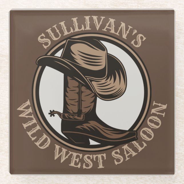 Personalisiert Wild West Saloon Western Cowboy Boo Glasuntersetzer (Vorderseite)