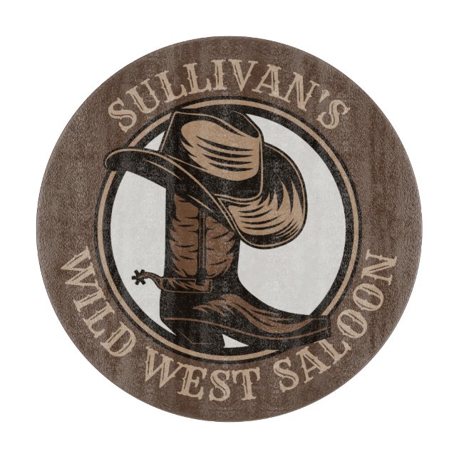Personalisiert Wild West Saloon Western Cowboy Boo Schneidebrett (Vorderseite)