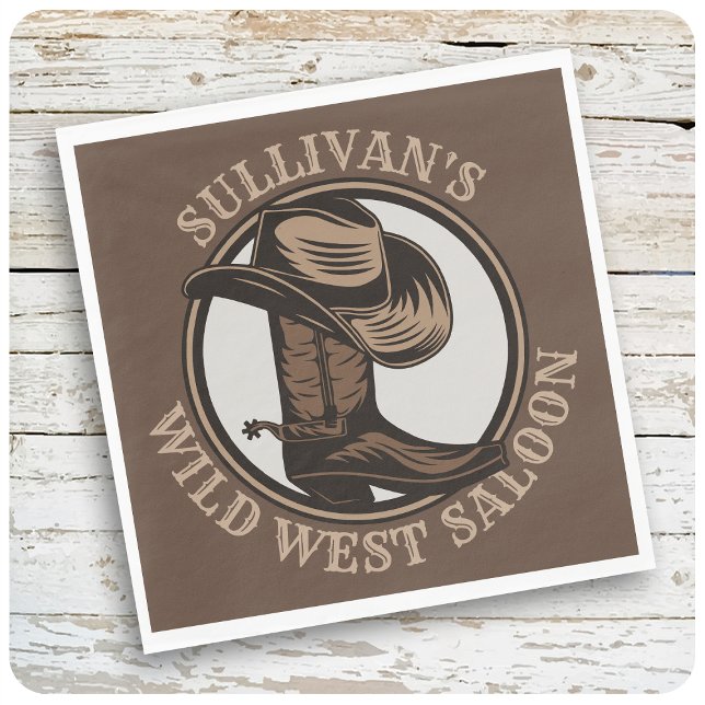 Personalisiert Wild West Saloon Western Cowboy Serviette (Von Creator hochgeladen)