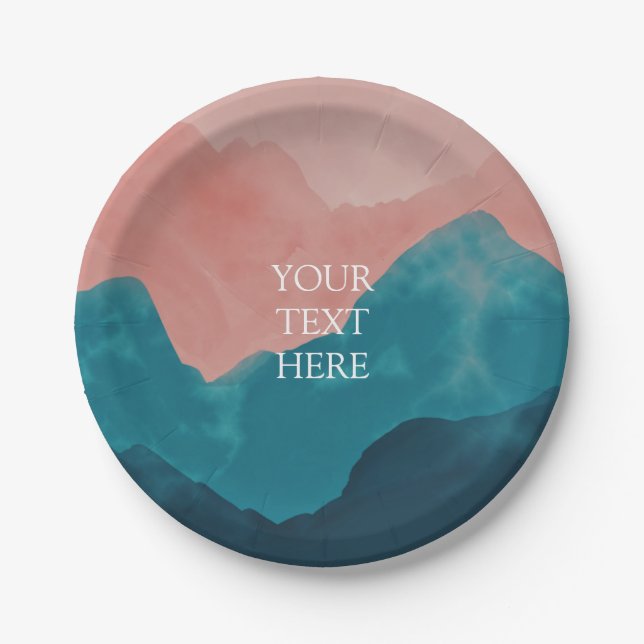 Personalisiert Wilderness Rosa Aquamarin Blauer Ge Pappteller (Vorderseite)
