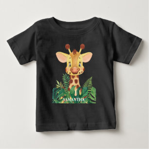 Personalisiert Wildlife Giraffe Baby T-shirt