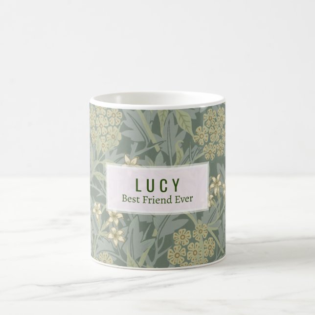 Personalisiert William Morris Jasmine Dotted Journ Kaffeetasse (Mittel)