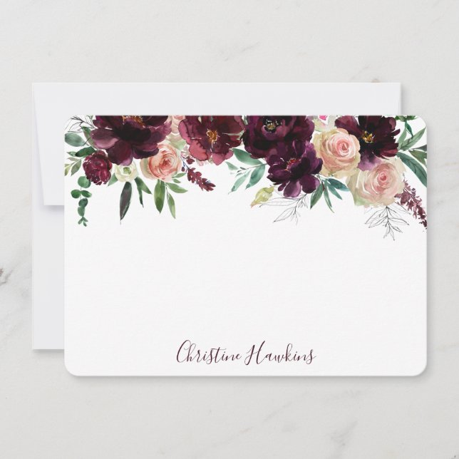 Personalisiert Wine Red Modern Watercolor Mitteilungskarte (Vorderseite)