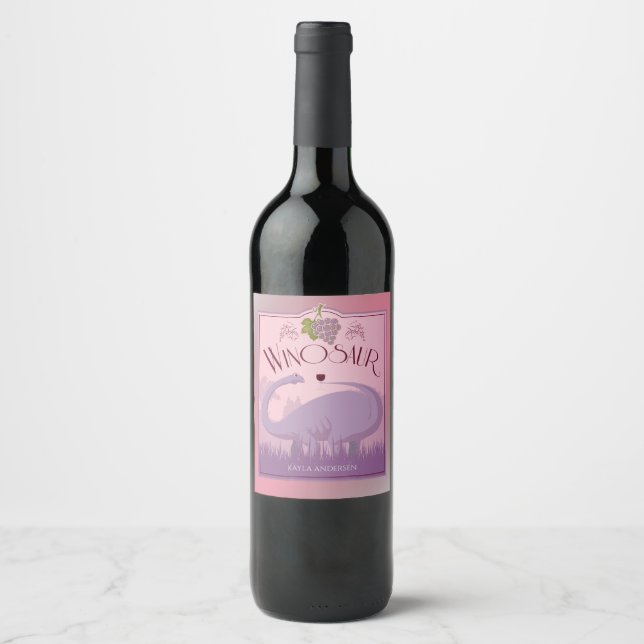 Personalisiert Winosaurier Weinetikett (Vorderseite)