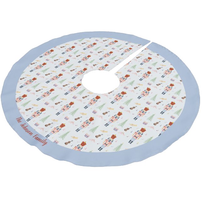 Personalisiert Winter Blue Nutcracker Ballettmusik Polyester Weihnachtsbaumdecke (Schrägansicht)