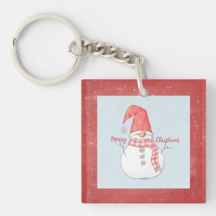 Personalisiert Winter Snowman Frohe Weihnachten Schlüsselanhänger