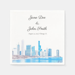 Personalisiert Wintery Chicago Skyline Serviette