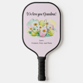 Personalisiert "Wir Liebe Sie Oma" Blumendesign Pickleball Schläger