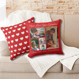 Personalisiert Wir Liebe Sie Oma   Red 5 Foto Kissen