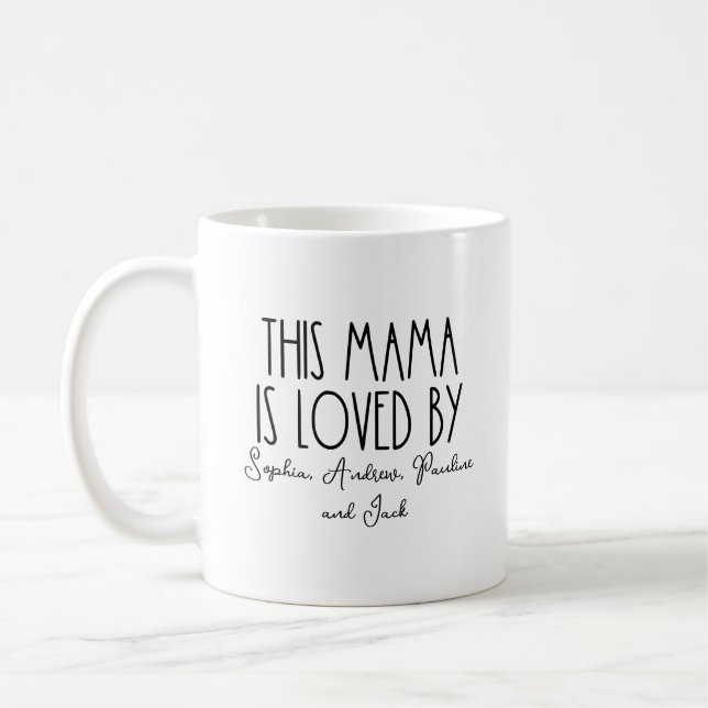 Personalisiert wird diese Mama von Muttertag gelie Kaffeetasse (Links)