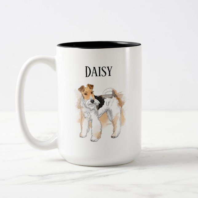Personalisiert Wire Fox Terrier Foto Zweifarbige Tasse (Links)