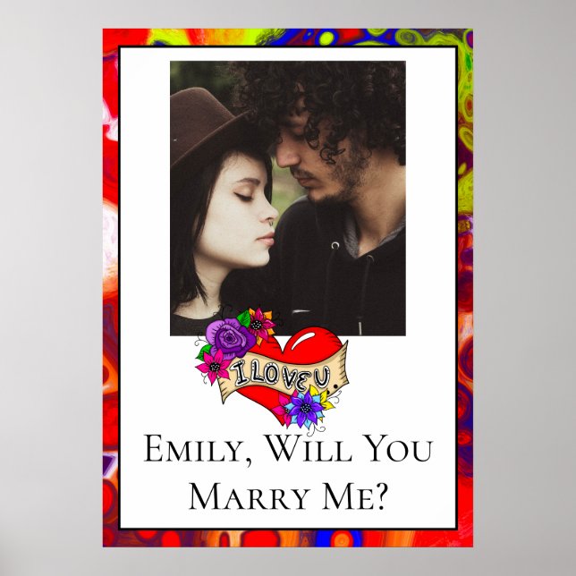 Personalisiert wirst du mich heiraten poster (Vorne)