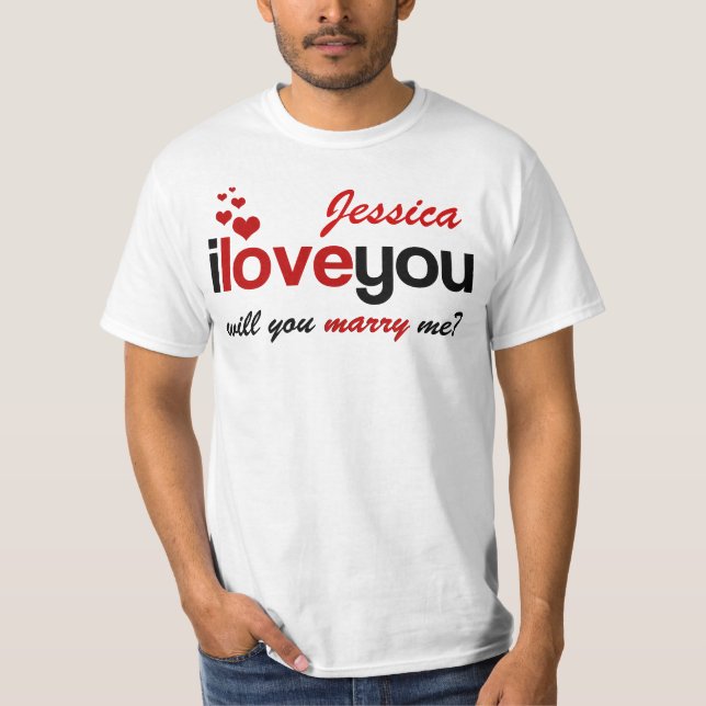 Personalisiert wirst du mir Shirt heiraten (Vorderseite)