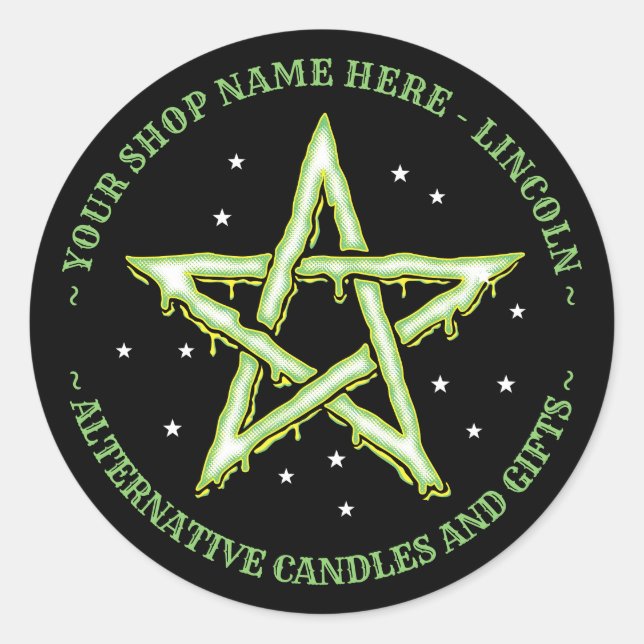 Personalisiert Witchcraft Pentagram Gothic Runder Aufkleber (Vorderseite)