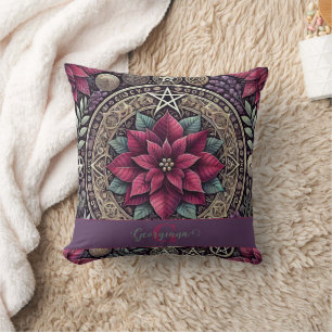 Personalisiert Witchy Poinsettia Pentagram Mandala Kissen
