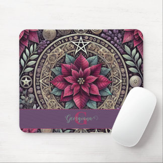 Personalisiert Witchy Poinsettia Pentagram Mandala Mousepad