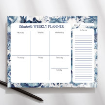 Personalisiert-wöchige Pad für Navy Blue Floral