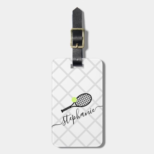 Personalisiert Womens Tennis Monogram Gepäckchen Gepäckanhänger (Vorderseite vertikal)